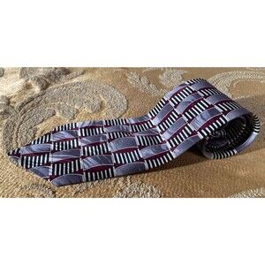 Vintage 80s Necktie 1980s Art Deco Revival Retro Geometric All Silk Fenzia Tie